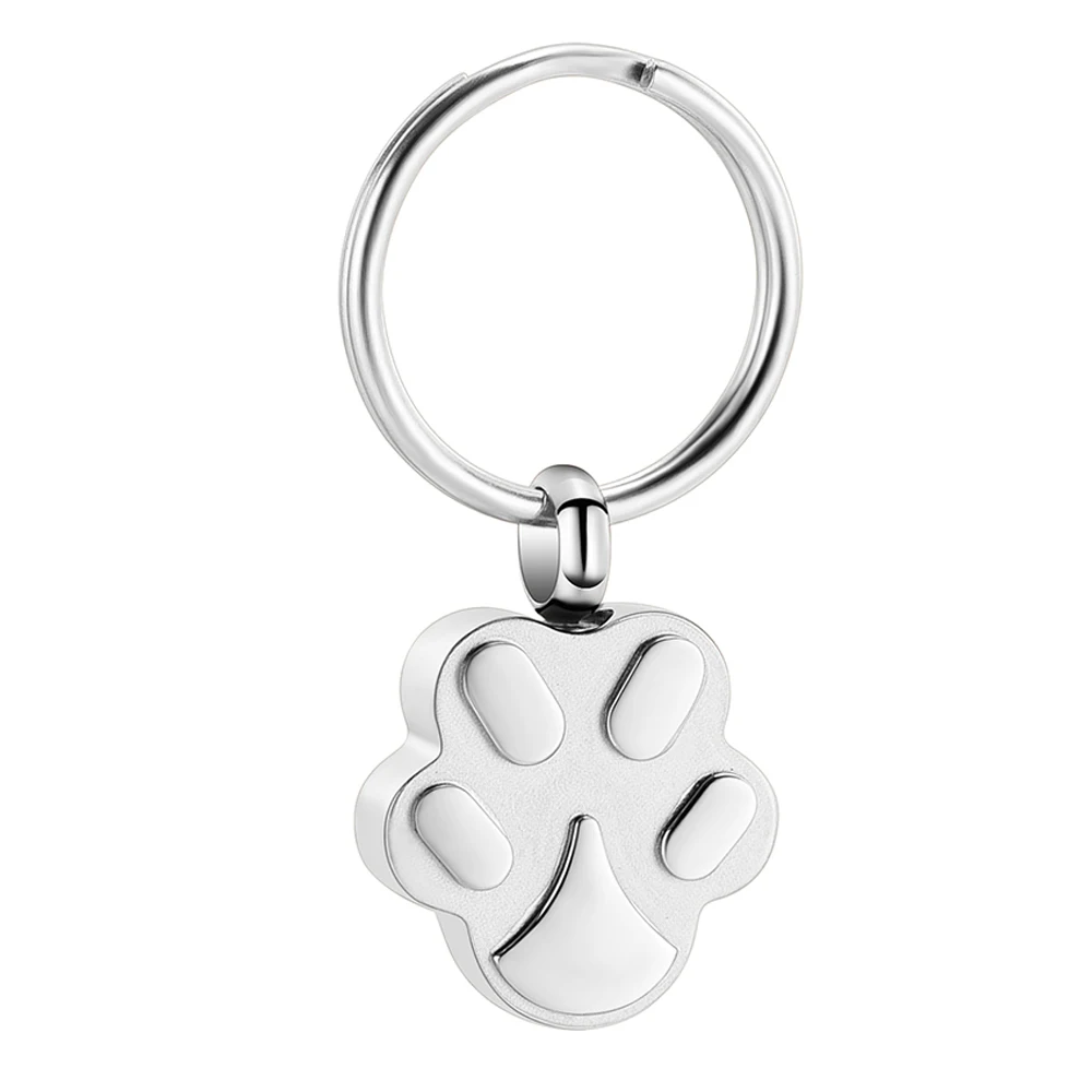 Dog Paw Print Cremation Keychain for Ashes Memorial Pendant Urn Keychain for Dog Cat Keepsake Cremation Jewelry Ashes Holder