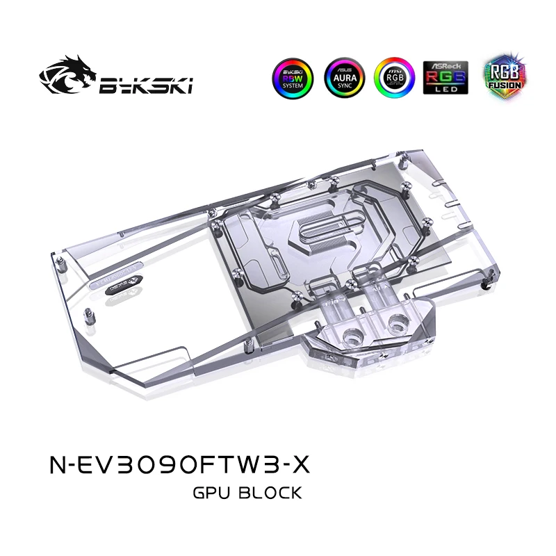 Bykski Watercooler For EVGA RTX 3090/3080/3080Ti FTW3 ULTRA GAMING With Back Plate ,Full Cover Water Block, N-EV3090FTW3-X