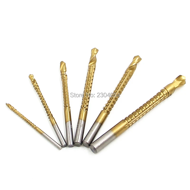 Baru 6 Buah Mata Bor HSS Lapis Titanium Bit Bor Listrik untuk Pemotong Penggilingan Logam untuk Slot Kayu 3/4/5/6/6, 5/8Mm