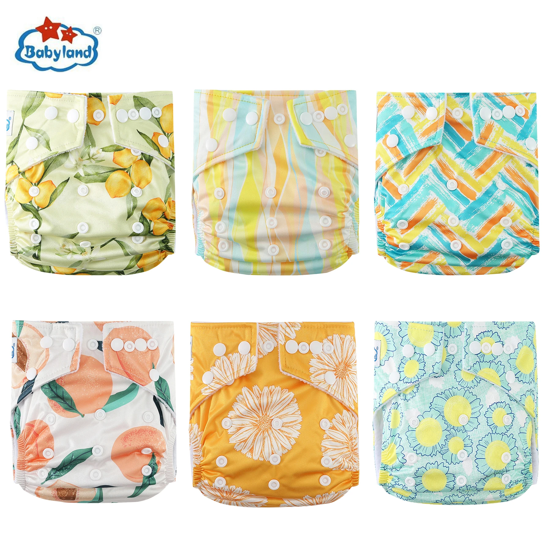 Babyland 1PC Wasahable Diaper Shell Baby Pocket Diaper Adjustable Nappy Reusable Diaper Cover Ecological My Choice Prints