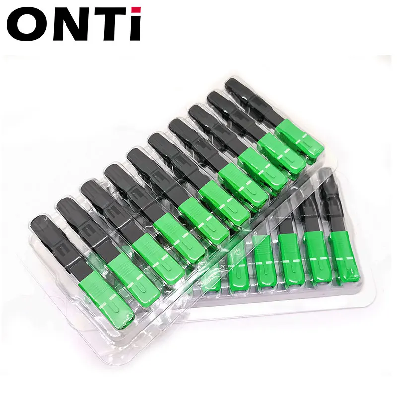 ONTi 50-400pcs SC APC Fiber Optic Fast Connector Single Mode Fiber Optic Adapter FTTH Fiber Quick Connector Field Assembly