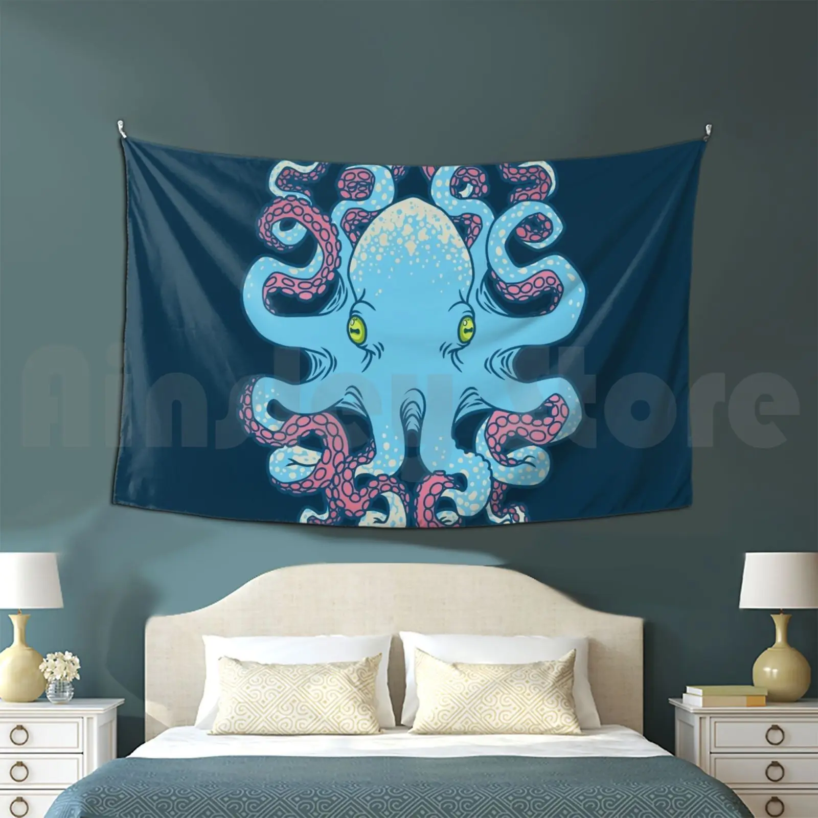 Twisted Tentacles Customized Tapestry Octopus Octopi Tentacle Animal Animals Ocean