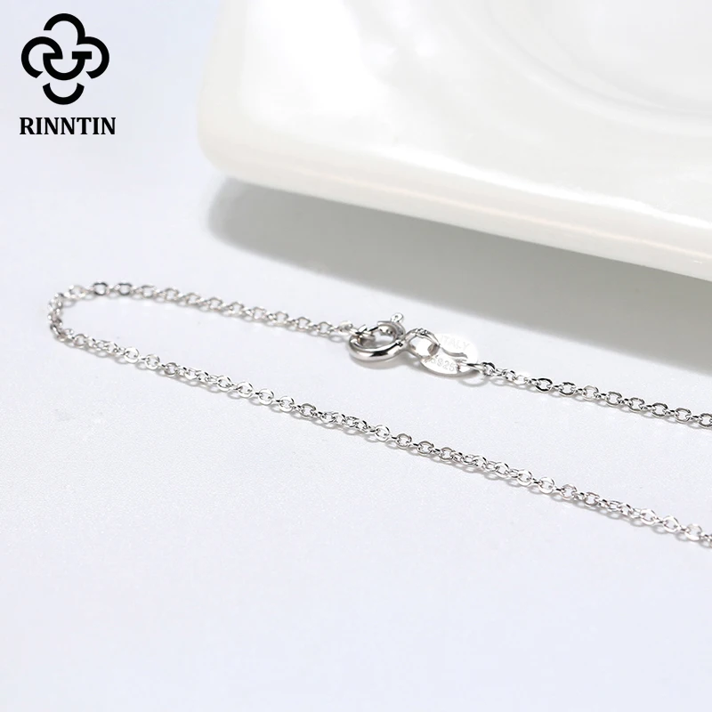 Rinntin 925 Sterling Silver Cable Link Chain Necklace for Women 45cm/50cm/55cm Simple Women's Neck Chain Silver Jewelry SC06