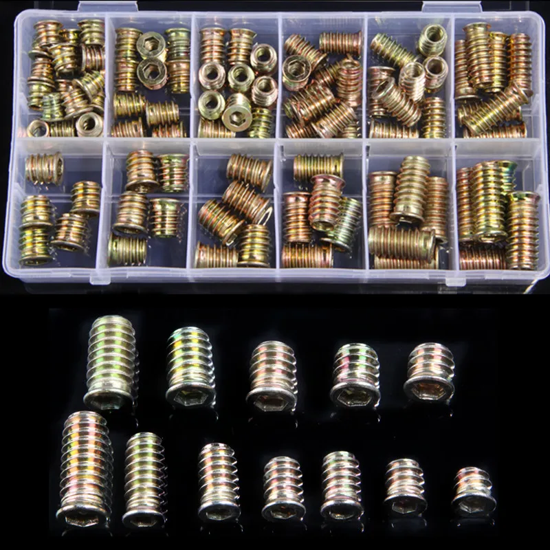 

94PCS M6 M8 carbon steel Thread For Wood Insert Nut Flanged Hex Drive Head Furniture Nuts Hexagon Socket Countersunk Head Nuts