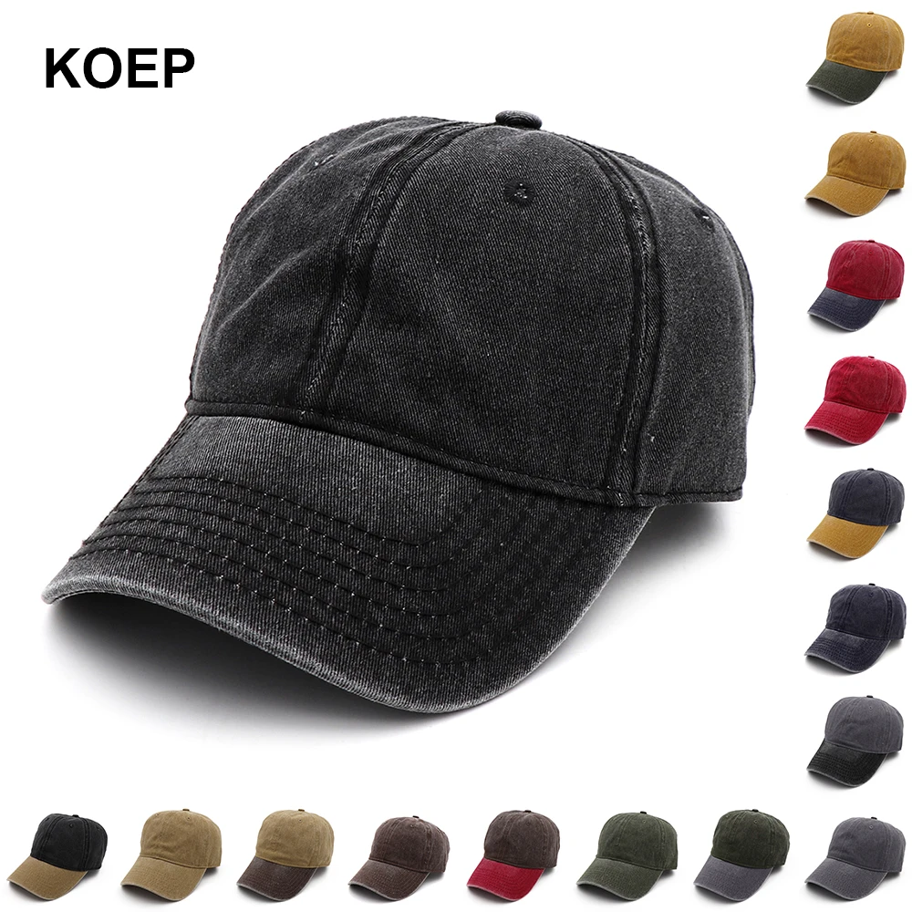 KOEP 2021 New Cotton Single-sided Coated Fabric Washed Baseball Cap Fishing Caps Outdoor Women's Hat Beach Casquette Hats