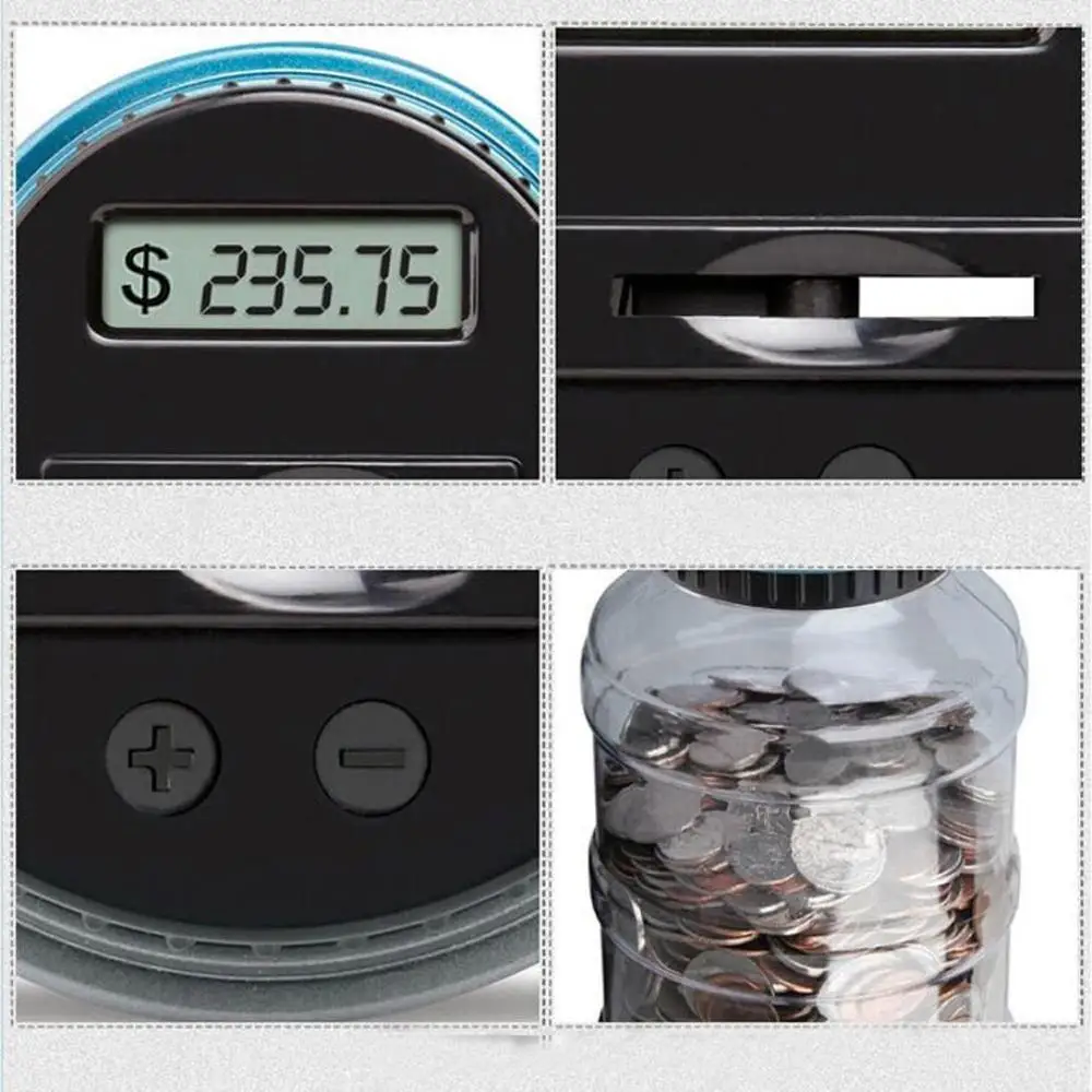 Coin Piggy Bank Counter Electronic Digital LCD Counting Money Save Box Jar Coins Storage Box for USD EURO GBP Piggy Bank for Kid