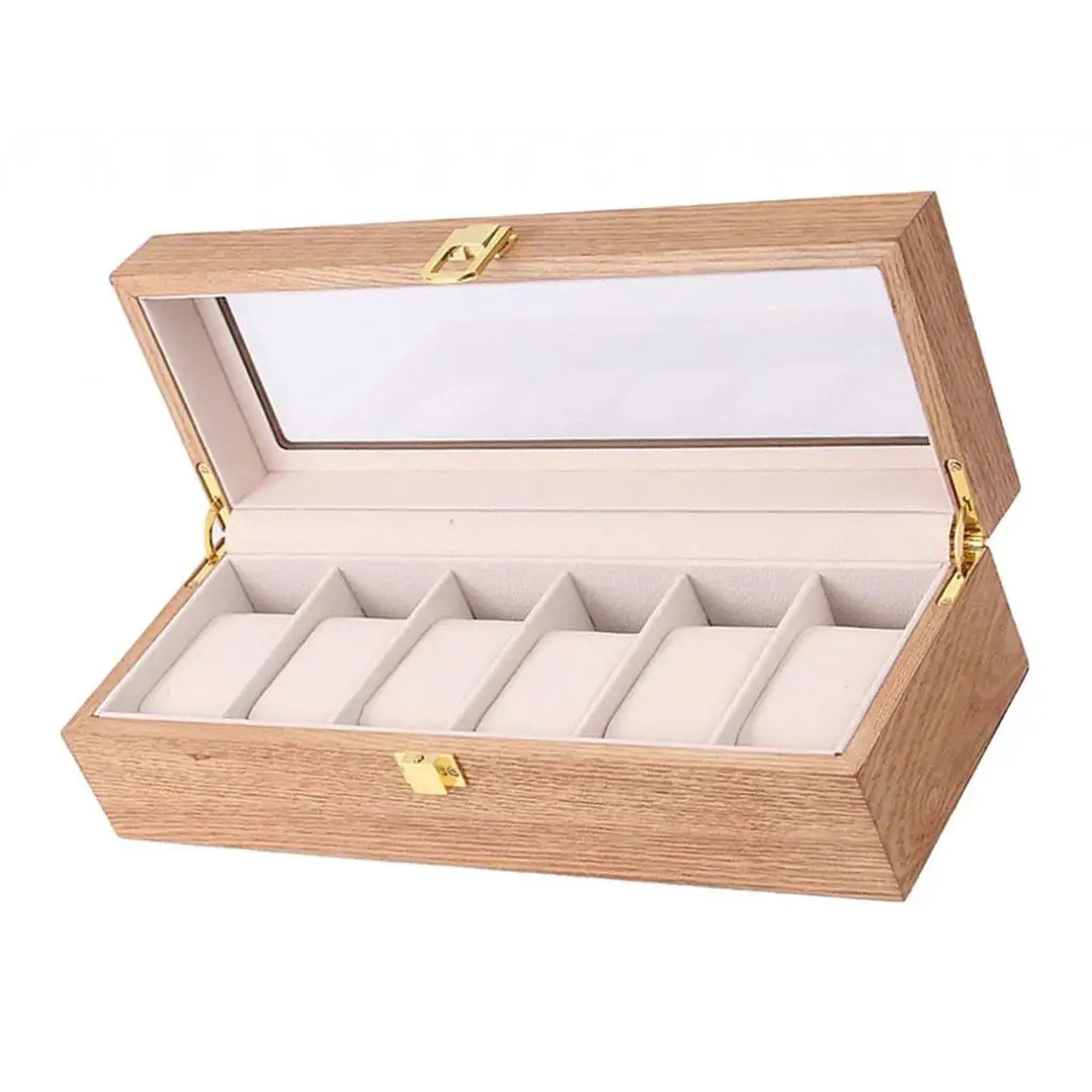 Glass Topped Wooden Watch Box Novelty Watch Case Executive 6/10/12 slots Watch Case with Valet  watch pillow