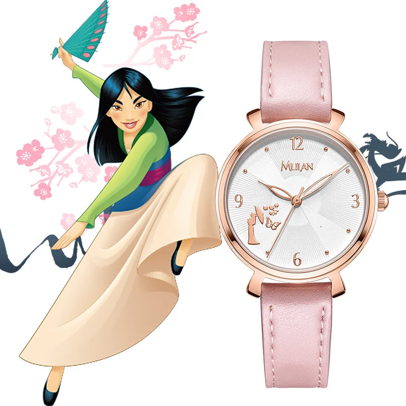 Disney Official MULAN Luxury Women Clock Female Quartz CartoonFashion Ladies Young Girls WristWatch Reloj Mujer Relogio Feminino