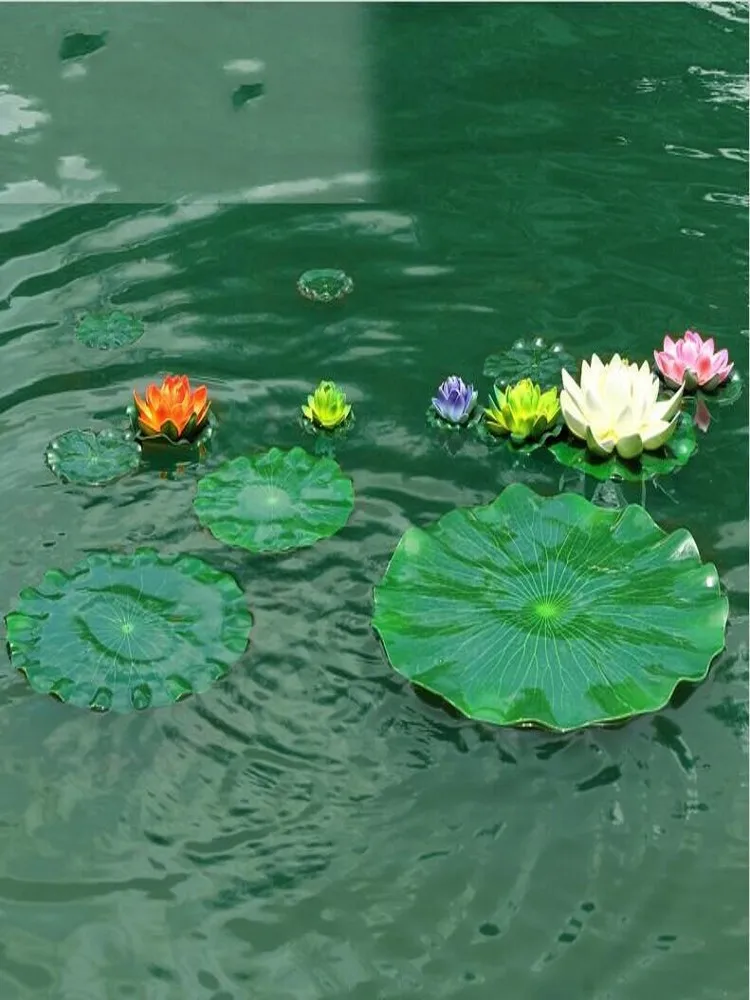 28 cm Garden Home Decor Artificial Flower Lotus Leaf EVA Material Fish Tank Water Pool Decorations Green Plant Craft Ornament Fr