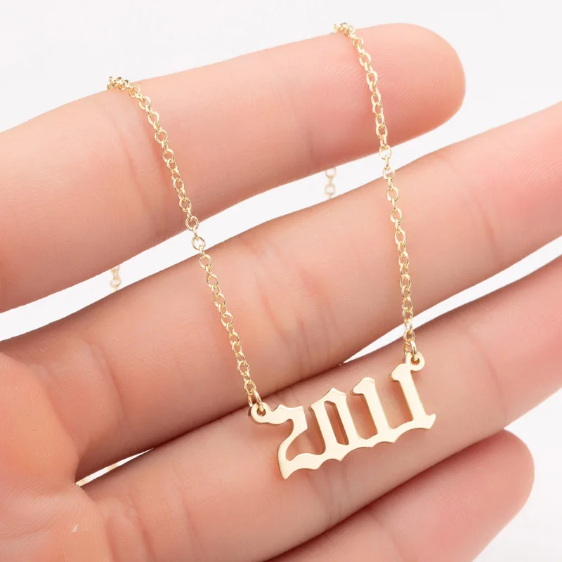 Stainless Steel Punk Personality Gold Color 1983 1989 1994 2004 Necklaces Special Design Year Number Necklace for Women Collar image 6