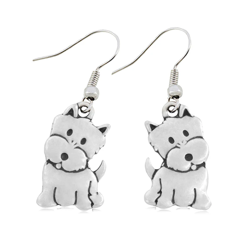 New Vintage Cute West Highland Terrier Dog Brincos Boho Pet Dog Earrings Pendientes Mujer Jewelry For Women Bijoux Best Gift