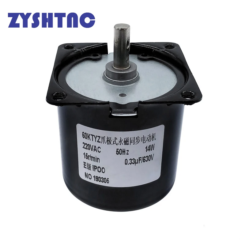 220V AC 14W Micro Gear Motor 60KTYZ 50Hz Permanent Magnet Synchronous Gear Motor Low Speed 2.5 5 10 15 20 30 50 60 80 110 rpm