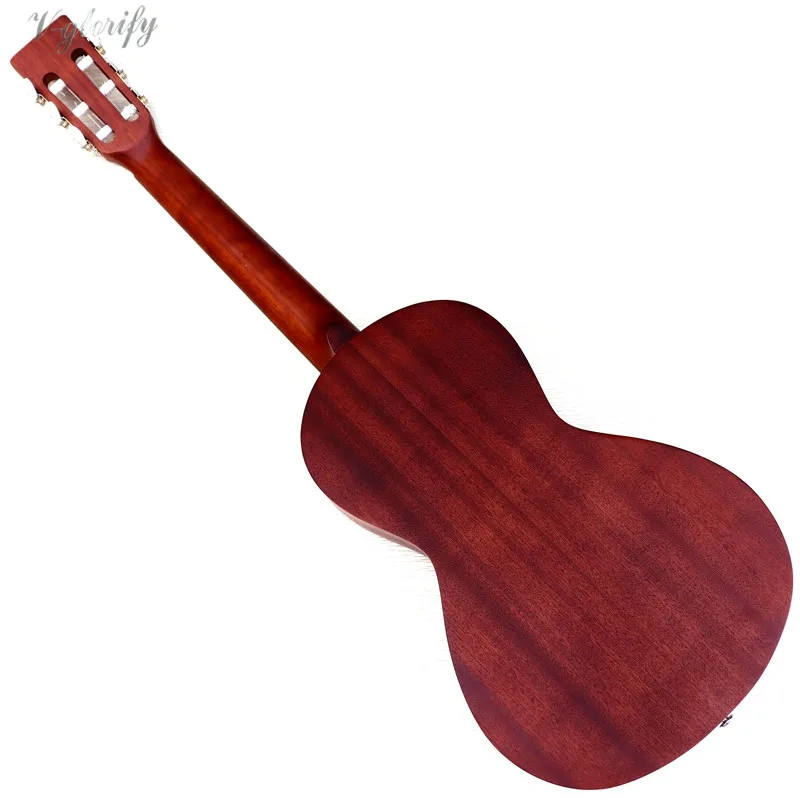 Travel Guitar 36 Inch Acoustic Guitar 6 String Mini Guitars Brown And Natural Color Folk Guitar Full Sapele