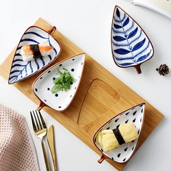 Creative Leaf Shape Seasoning Bowl Ceramic Multipurpose Small Plates Appetizers Snack Dish Sauce Kitchen Dishes Sushi Cake Tray