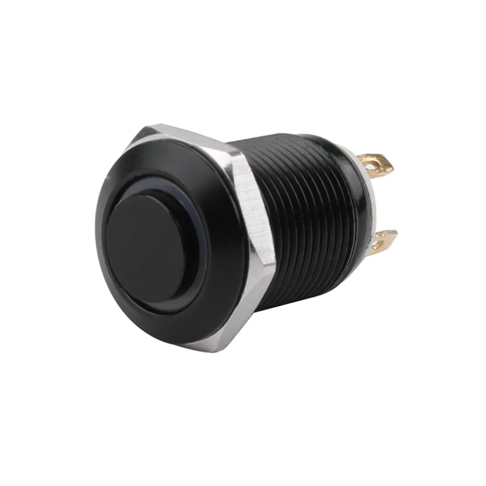 High Head Black Waterproof 3V 5V 6V 12V 24V 36V 110V 12mm Led Light Metal Aluminum Push Button Momentary Switch Car Electronics