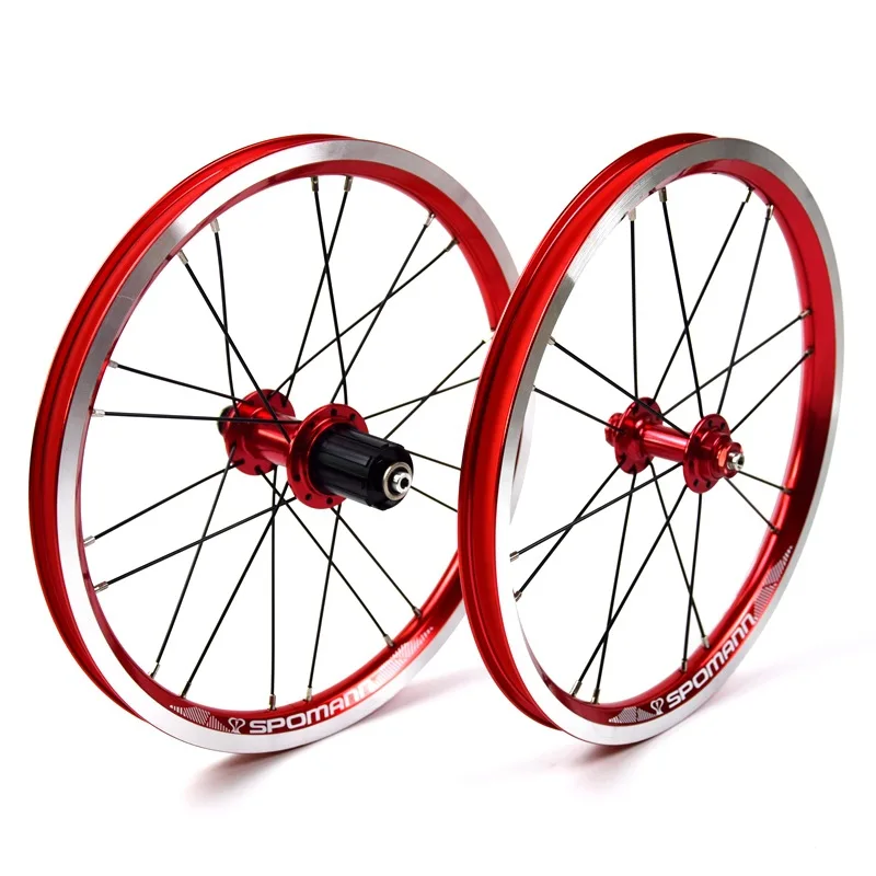 Bicycle wheelset 16 inch aluminum alloy bike wheel V brake variable speed folding bikes front 2 rear 4 Peilin wheel set 11 speed