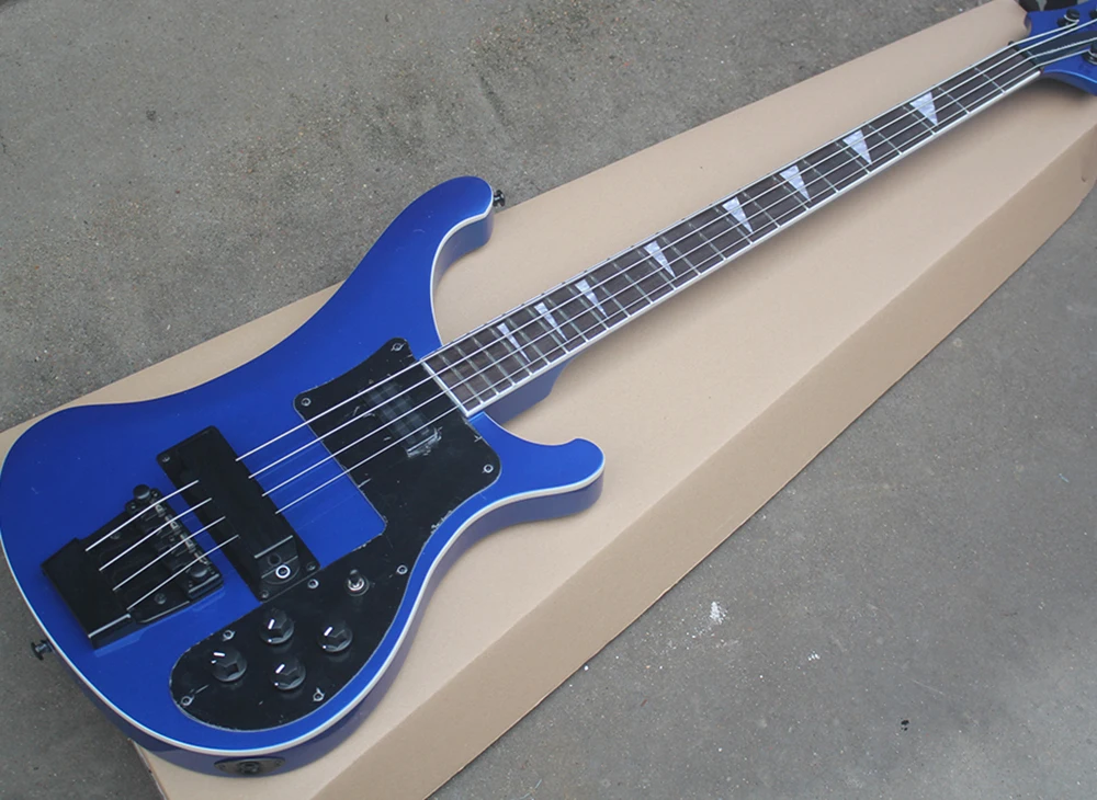 

4 Strings Navy Blue Electric Bass Guitar with Black Pickguard,Rosewood Fretboard,Providing Customized Service