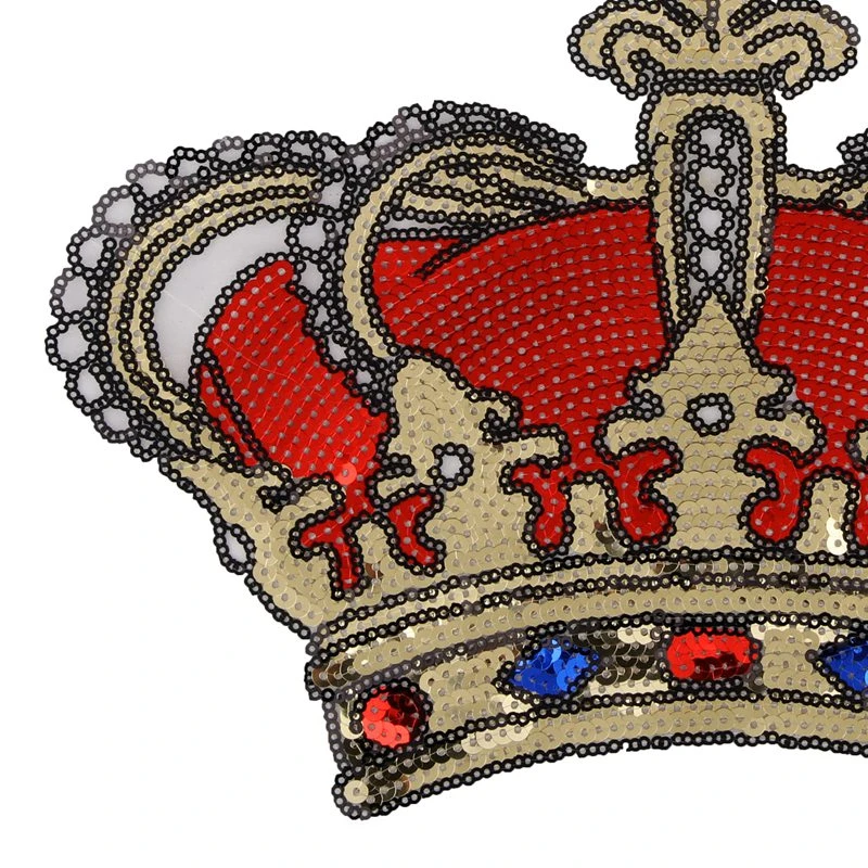 Big Crown Patch Iron Patches For Clothing Sequins Patches Embroidered Badge Cartoon Clothes Wedding Stickers Stripe Jacket Decor