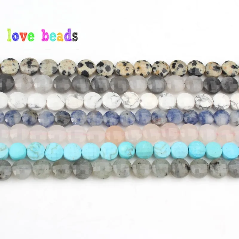 6x6mm Natural Faceted Stone Beads Turquoises Jaspers Crystal Coin Beads for Jewellery Making Diy Bracelet Necklace 15\