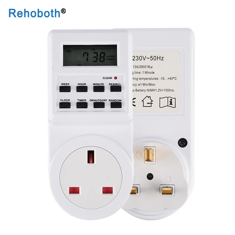 Tomada elétrica programável, plugue digital com temporizador para tomada de parede, 220v/110v eu uk us fr br
