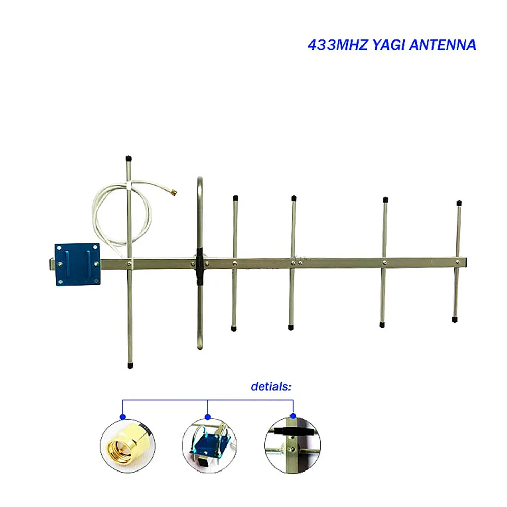 Long Range System 433mhz 10dbi yagi antenna 6 units Tunnel Single Transmit Antenna with 3 meter cable SMA port