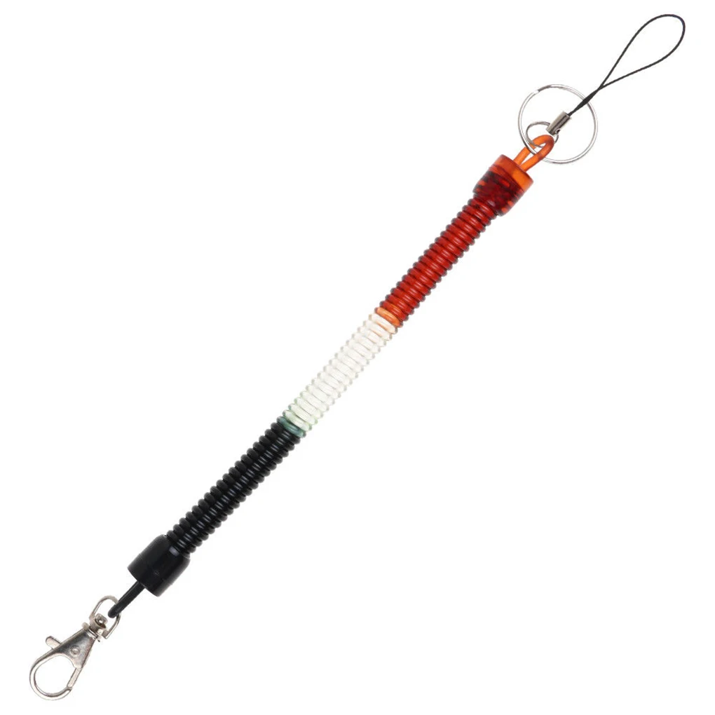 Wallet Phone Elastic Spring Coiled Plastic Key Chain Clip Key Ring Spiral Strap Rope Stretchy Lanyard