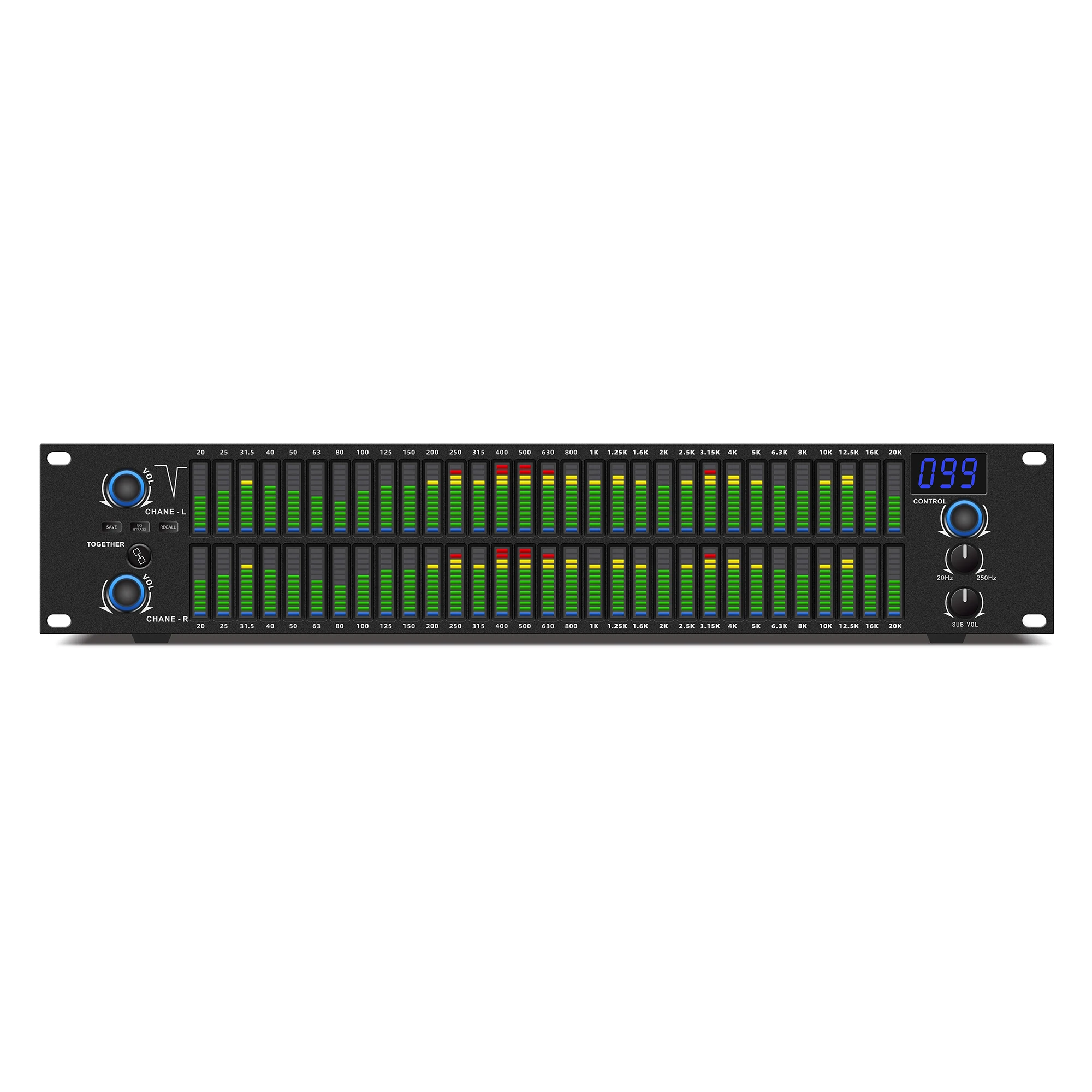 Leicozic Audio Equalizer Digital 2-Kanal 2U LED Spektrum DSP Equalizador Profissional EQ312 Aufnahme Studio Ausrüstung