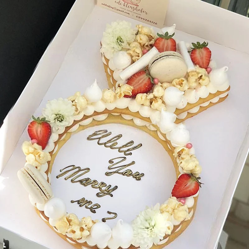 Diamond Ring Shape Cake Mold PET Cookie Chocolate Cake Decorating tools 8/10/12/14inch Kitchen Baking Accessories