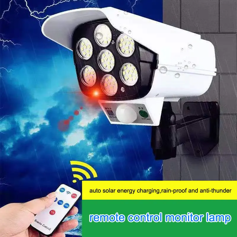 LED Solar Induction Wall Lamp Anti-thief Simulation Monitoring Wall Light with Remote for Home,Street,Swimming Pool,Courtyard