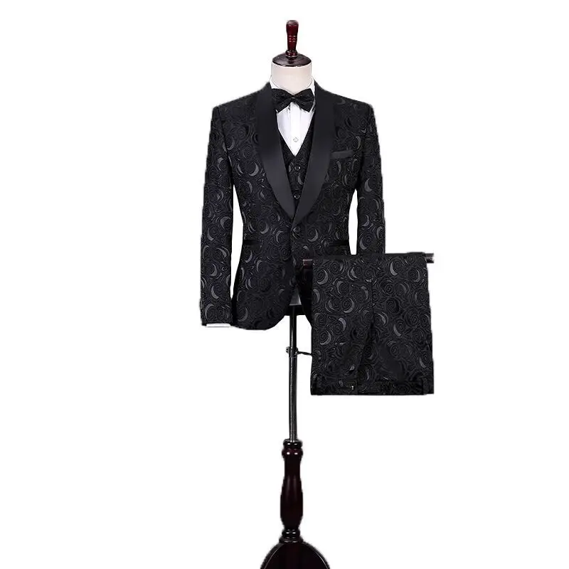 Men's Wedding Suit Medieval Jacket+Vest+Pants 3 Pieces Retro Costume Military Blazer Royal Fancy Dress Suits