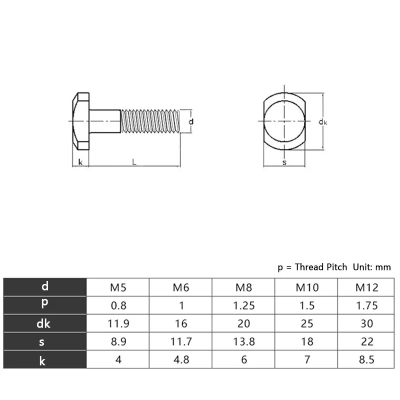 M5 M6 M8 M10 M12 304 Stainless Steel T-bolt T-shaped Screw Slot Bolts T-shaped Pressure Plate Screw