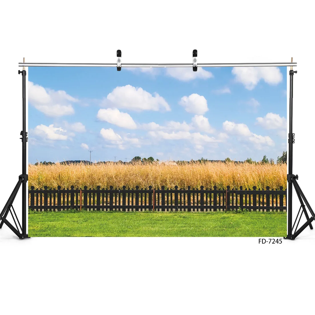 Arrière-plan de clôture de champ de blé Rural d'automne pour photographie, accessoires de Studio Photo, arrière-plan en tissu vinyle pour bébés