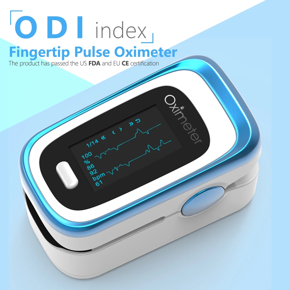 Kiuzou Medical Finger Pulse Fingertip Oled Portable Oximeter SPO2 PR 8 hours sleep monitor Blood Oxygen Oximetro De Dedo case