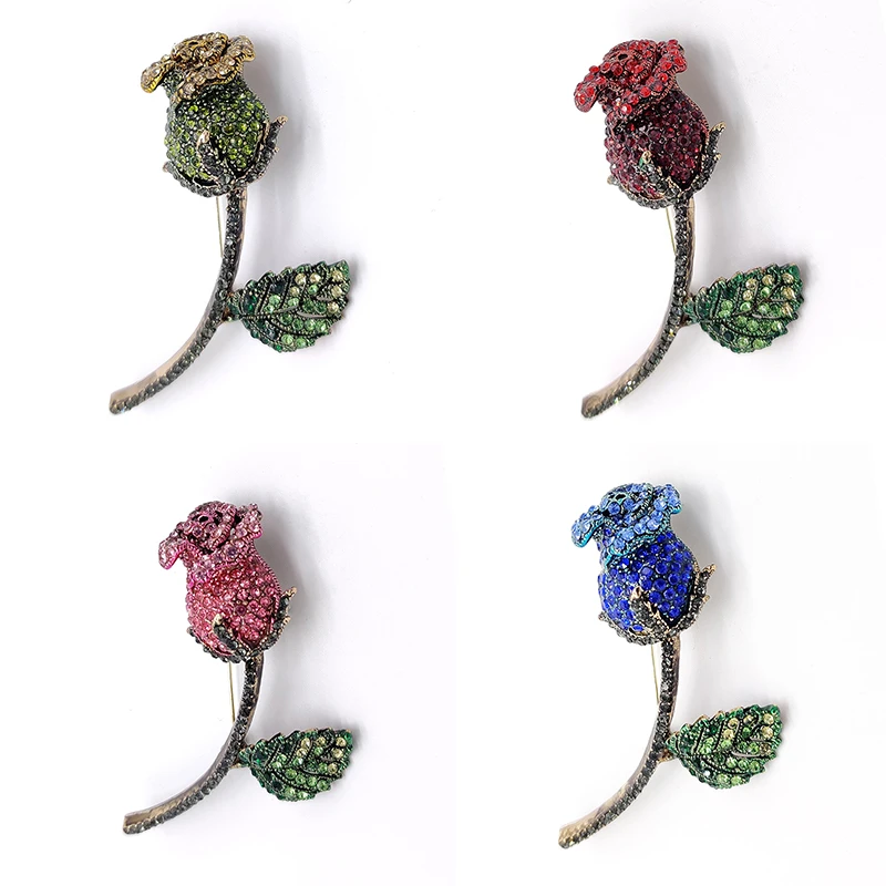 PD BROOCH Valentine's Day Rose Flower Brooch Korean Style Clothing Accessories Collar Pin Pin with Jewelry Wholesale