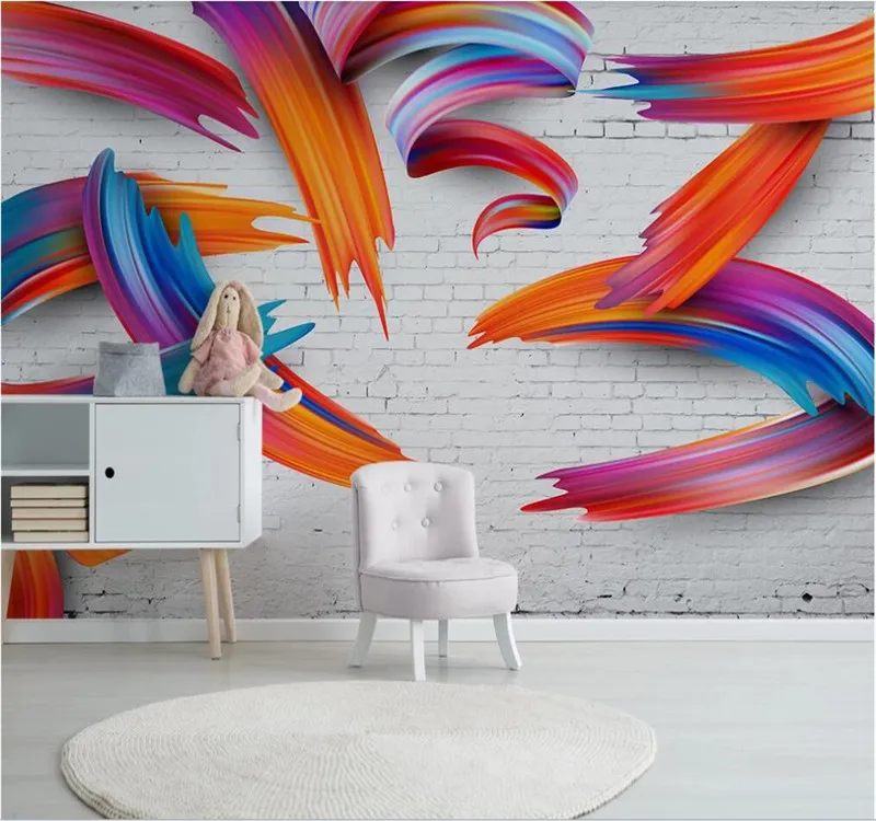 

Custom wallpaper simple 3d personality abstract colorful geometric lines background wall-high-grade waterproof material