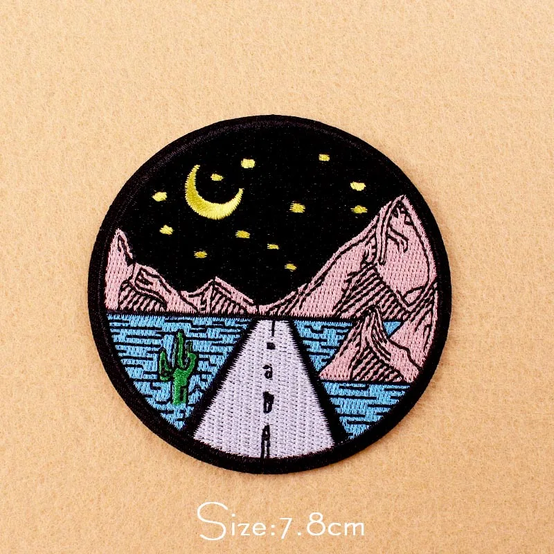 Van Gogh/Whale Embroidered Patches For Clothing Adventure Mountain Patches Stripe For Clothes Space Diy Patch For T-shirt Jacket