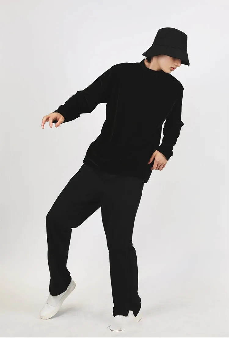 

Fall/Winter Men's New Fashion Catwalk Show Loose Pencil Trousers Open Bottom Black Trousers Trend Straight Trousers