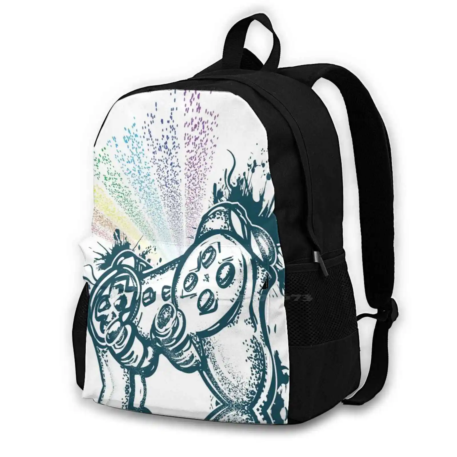 Controller And Rainbow Cybersport Esports Gamer Controller And Rainbow Pattern Design Bag Student'S Backpack Trendy Art