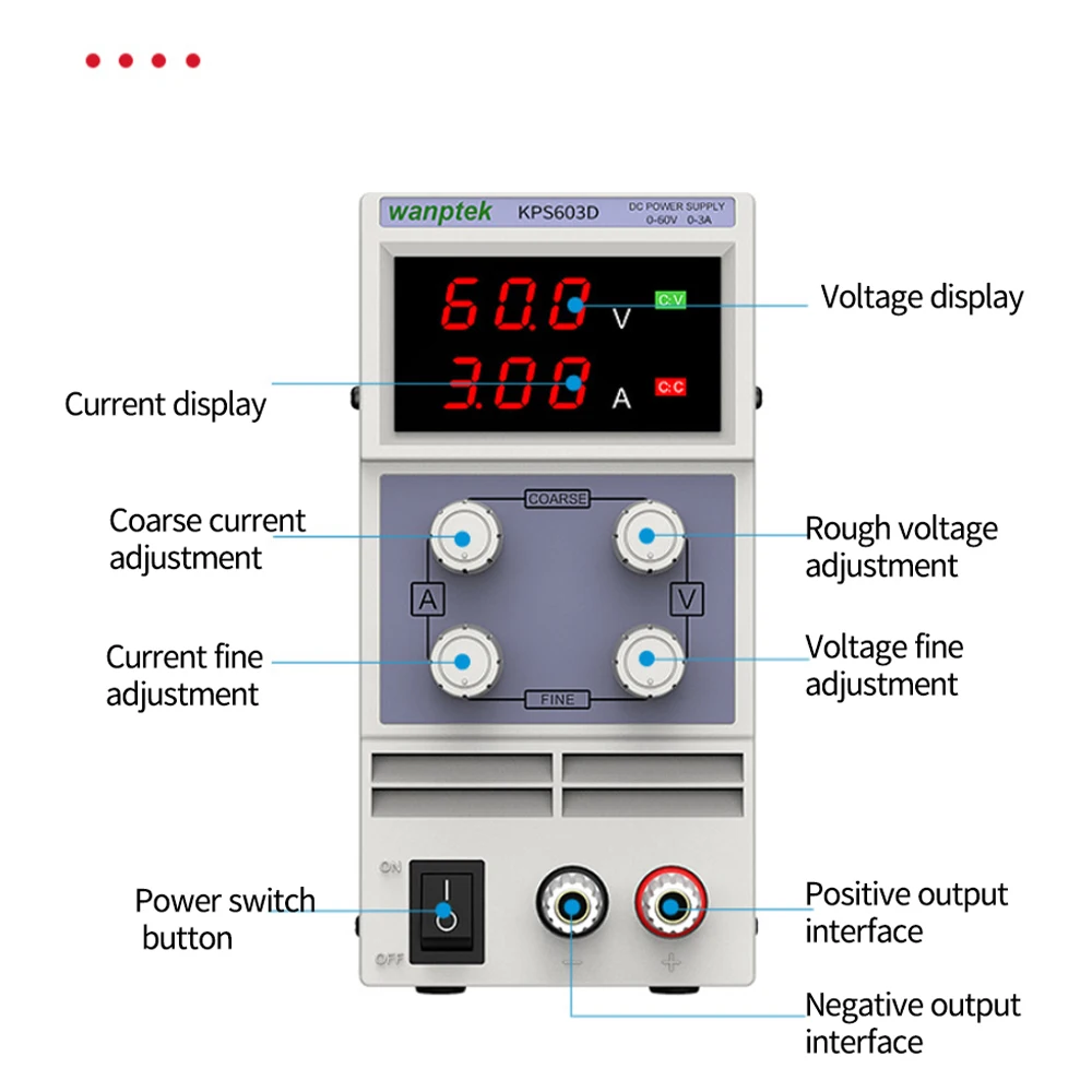 KPS603D Adjustable Mini Switch DC Power Supply Output 0-60V 0-3A AC110/220V