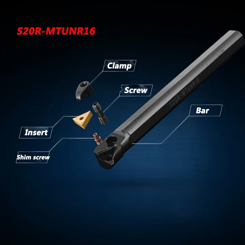 1PC S16Q S18Q S20R S25S MTUNR16 MTUNL16 CNC Lathe Cutting Tools MTUNR Bar Internal Turning Tool Holder for TNMG Carbide Inserts