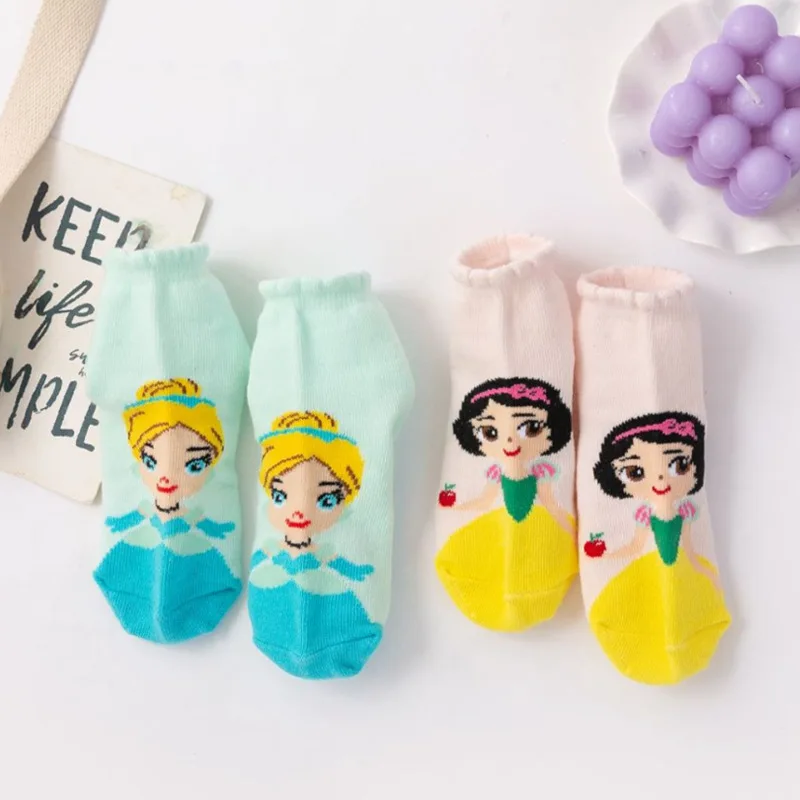 5 pairs Disney Cartoon baby girl socks Snow White mermaid socks for Children\'s Cotton Socks Funny cute princess socks 1-12 years