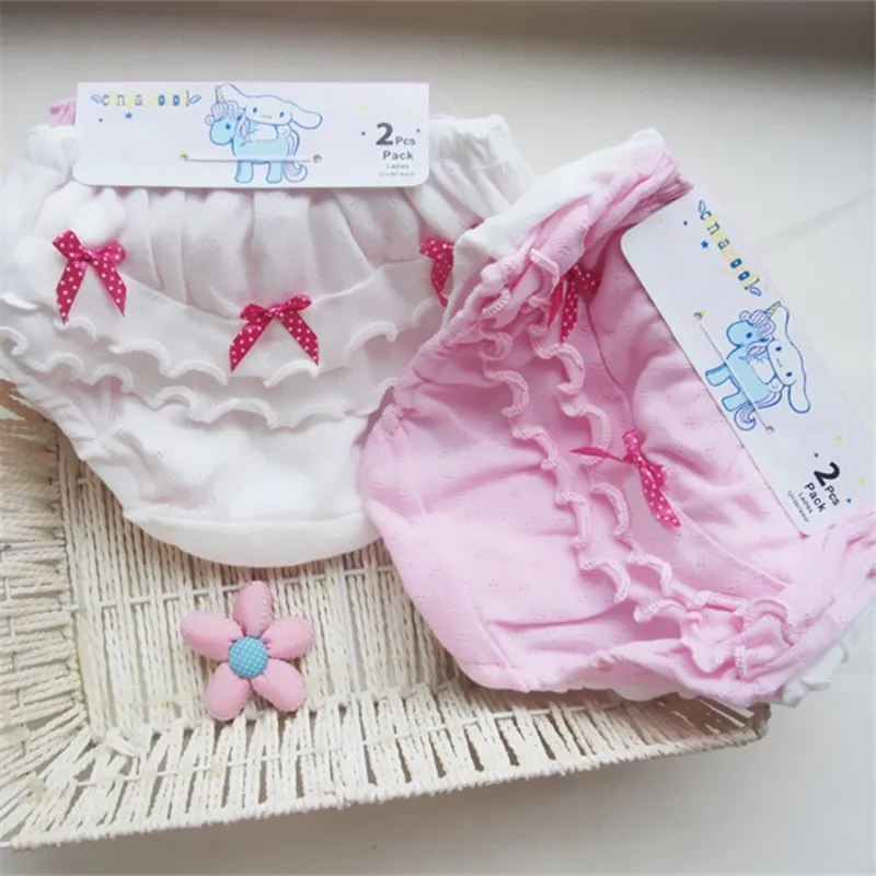 2pc Lace Shorts Baby Girls Underwear Cotton Calcinhas Underwera Kids Panties 1-5 Years