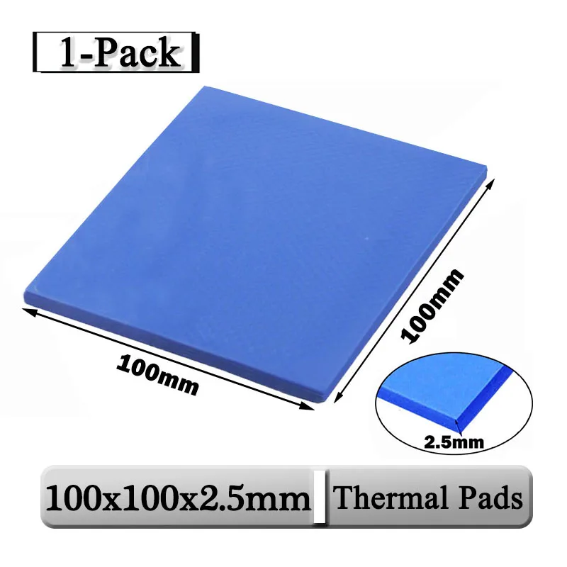 

1 Piece Gdstime 100x100x2.5mm 2.5mm Thickness Blue CPU Heatsink Pad 100mmx2.5mm Size Conductive Silicone Thermal Pads