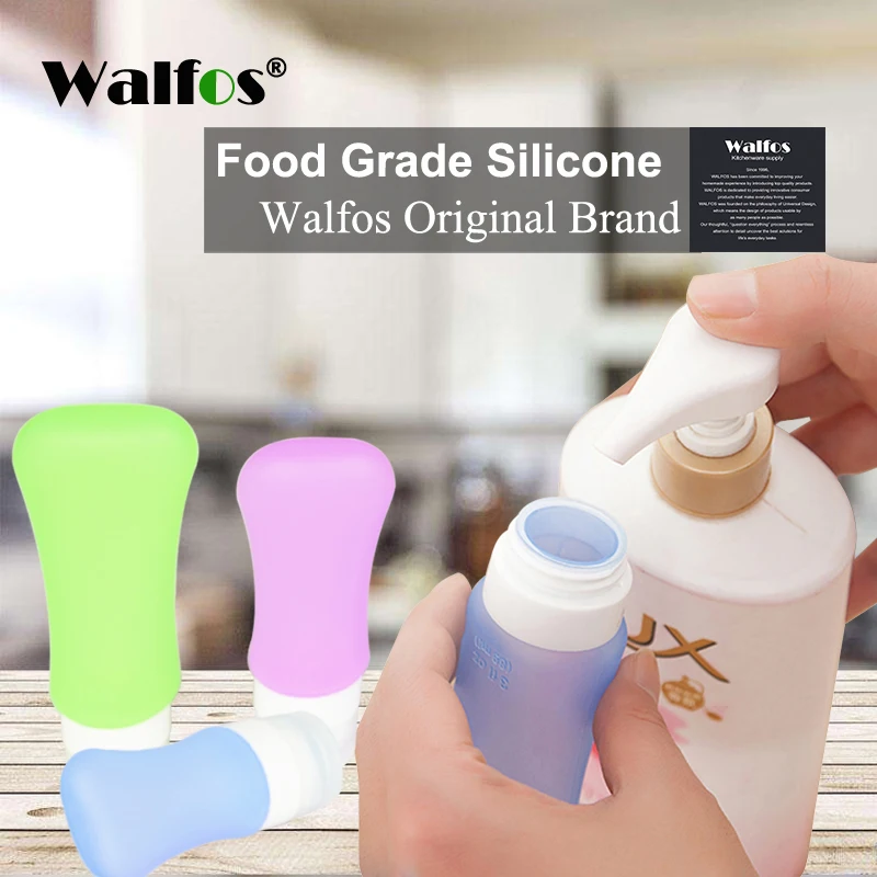 

WALFOS 3 Pcs 37ml 60ml 89ml Empty Silicone Travel Packing Press Bottle For Lotion Shampoo Bath Container Portable Liquid Bottle