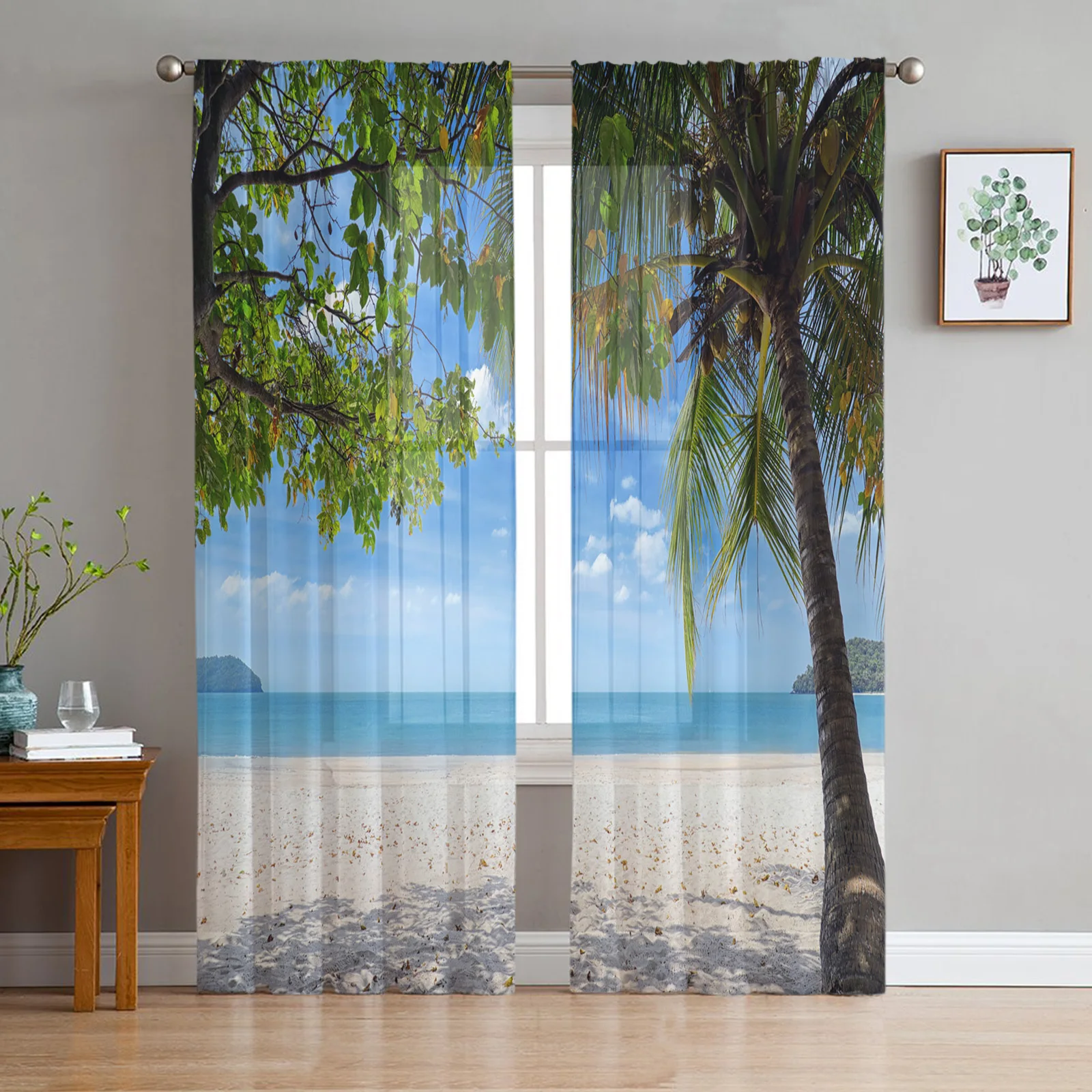 Beach Tropical Plants Modern Curtains For Living Room Transparent Tulle Curtains Window Sheer For The Bedroom Accessories Decor