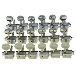 Wilkinson Deluxe 6 Inline Vintage Guitar Tuners with Split Post Guitar Tuning Keys Peg Machine Heads for Strat/Tele Guitars