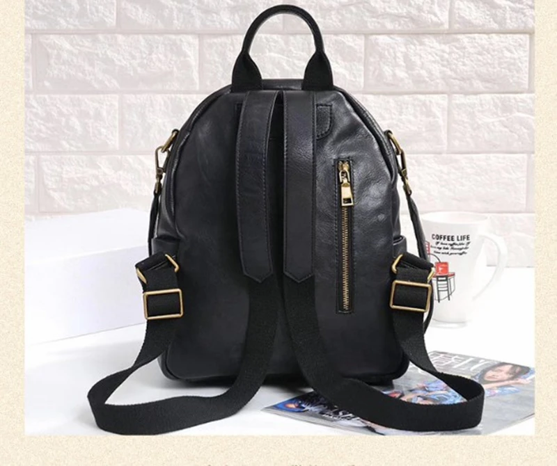 Nesitu High Quality New Coffee Yellow Orange Black Genuine Leather Women\'s Backpack Cowhide Girl Female Shoulder Bag Lady M9898