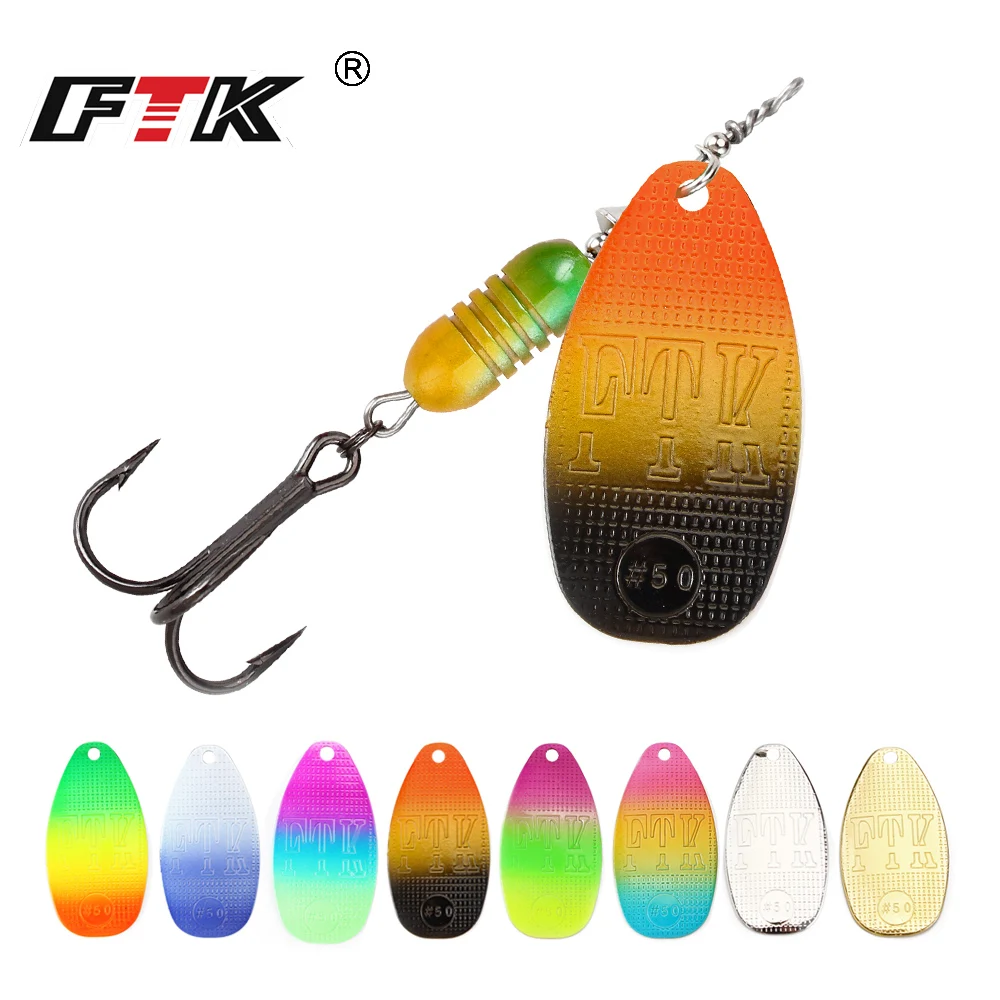 FTK New Metal Fishing Lure Spinner Bait 5.8g 6.3g 10.2g 16.9g 18.8g High Quality Hard Baits Treble Hook Fishing Tackle For Pike