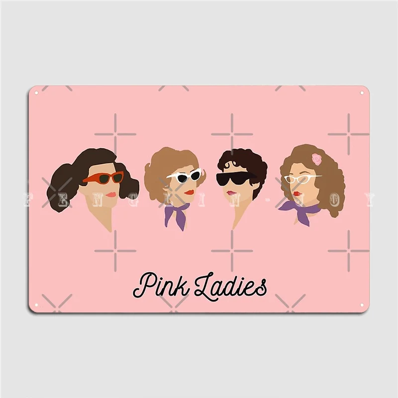 

Pink Ladies Metal Sign Club Mural Decoration Wall Decor Tin Sign Poster