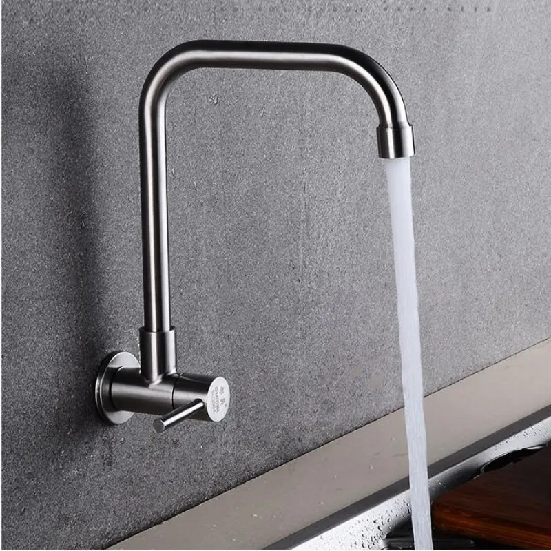 Wall Mounted single cold Stream Sprayer Kitchen Faucet Single Handle 304 stainless steel Flexible Hose Kitchen Mixer Taps